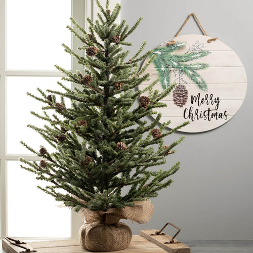 Round Merry Christmas Sign