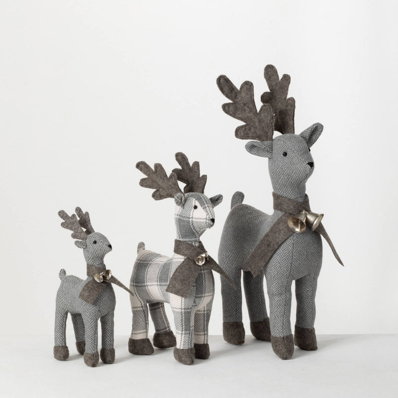 Fabric Reindeer With Bells - Vintage Crossroads