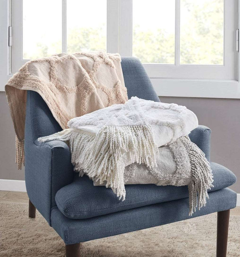 Cotton Tufted Chenille Throw Olliix